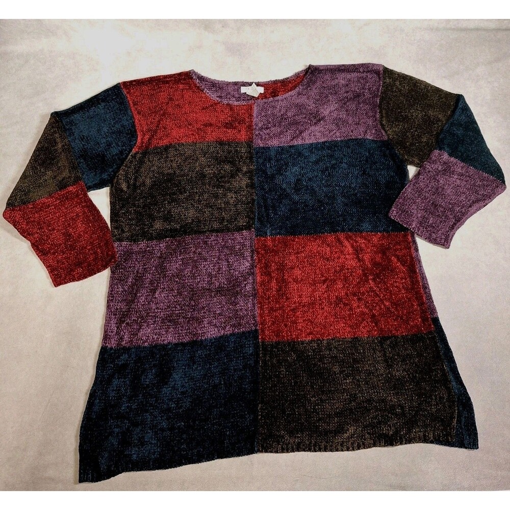 Rosanna Woman Size 3x Multicolor Knitted Patchwork Color Block Sweater